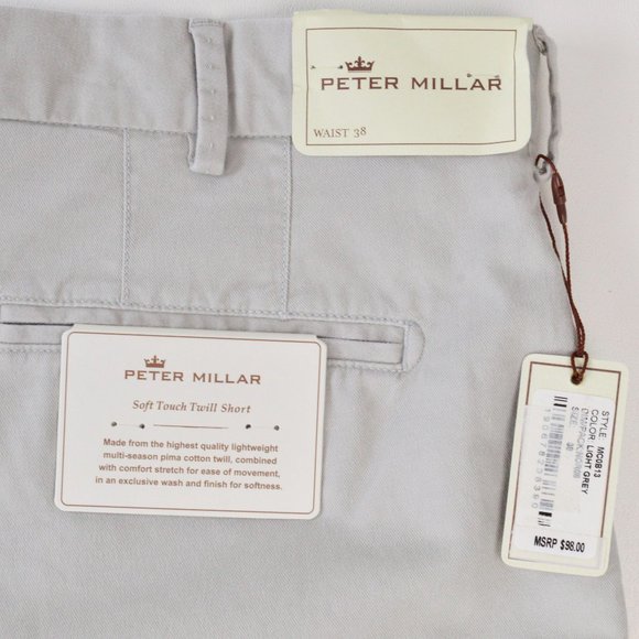 NEW Peter Millar Mens Shorts Golf Light Grey Twill - Picture 8 of 11